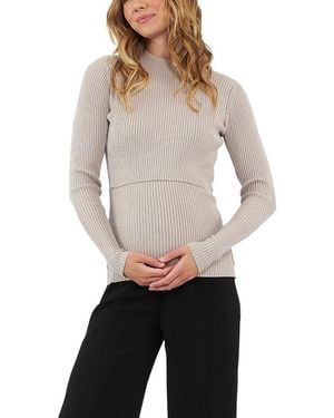Ripe Maternity Lift Up Nursing Knit Sweater - Gray