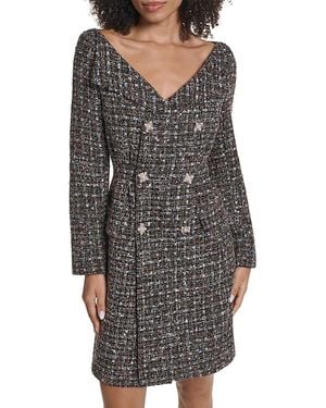 KARL LAGERFELD Metallic Tweed Coat Dress - Gray