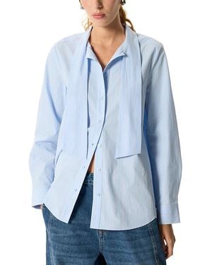 Whistles Cotton Scarf Tie Blouse - Blue