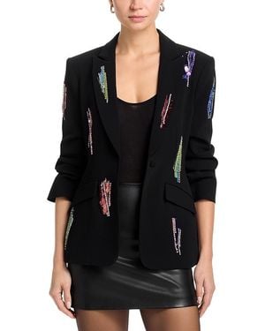 Cinq À Sept Paillette Whirl Scrunched Sleeve Jacket - Black
