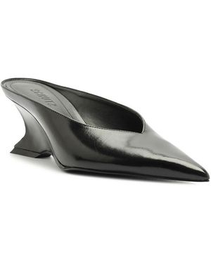 SCHUTZ SHOES Siena Leather Wedge Mules - Gray