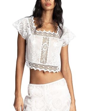 Anna Sui Cottage Rose Lace Top - White