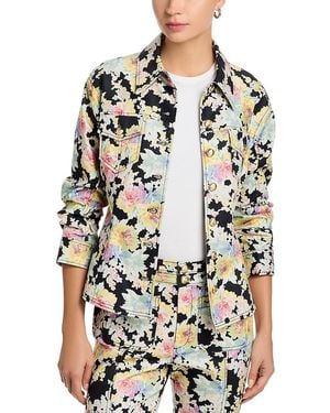 Cinq À Sept Canyon Ikat Bouquet Scrunched Denim Jacket - Black