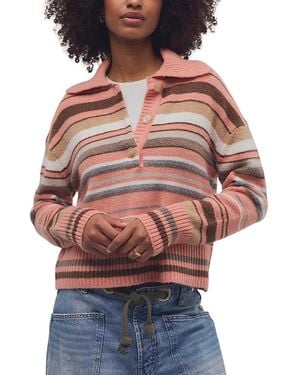 Free People Trading Up Stripe Long Sleeve Sweater - Red