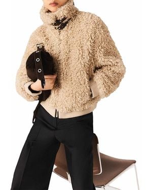 Maje Brune Crop Boucle Jacket - Natural