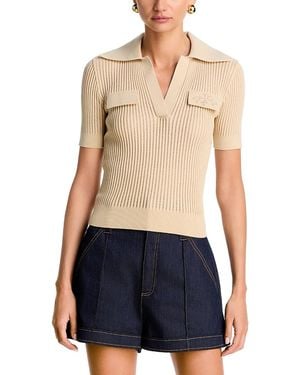 Patou Embroidered Knit Polo Top - Blue