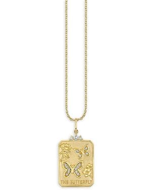 Sydney Evan 14K Diamond Butterfly Tarot Card Pendant Necklace, 16 - Metallic