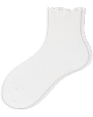 Hue Ruffle Edge Ankle Socks - White