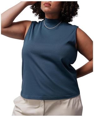WILDFANG Plus The Everyday Mock Neck Tank Top - Blue