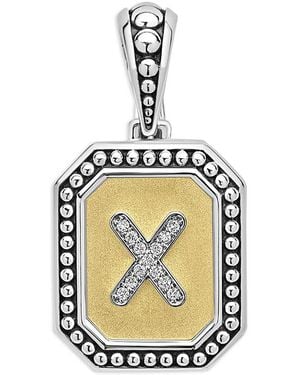 Lagos Signature Caviar Sterling & 18K Octagon Diamond A Initial Charm, 0.05 Tcw - Metallic