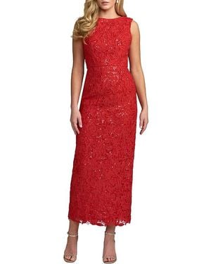 Mac Duggal Sleeveless Embroidered Lace Midi Dress