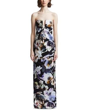 BCBGMAXAZRIA Roslyn Floral Twist Front Gown - White