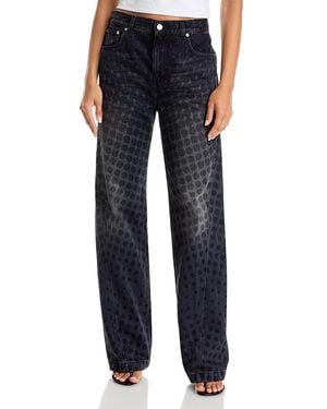 Christopher John Rogers Halftone Wiggle Dot Straight Leg Jeans - Blue