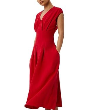 Whistles Petite Panel Linen Blend Dress - Red