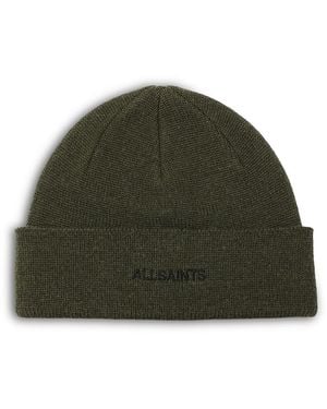AllSaints Underground Embroidered Logo Beanie - Green