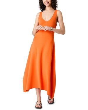 French Connection V Neck Knit Fit And Flare Midi Dress - Orange