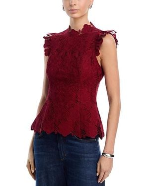 Aqua Contrast Lace Top - Red