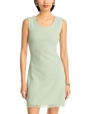 Misook Fringe Trim A Line Dress - Green