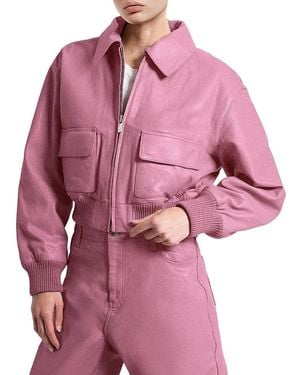 AS by DF Florence Upcycled Leather Bomber Jacket - Pink