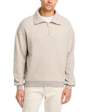 FRAME Relaxed Quarter Zip Cotton Blend Sweatshirt - White