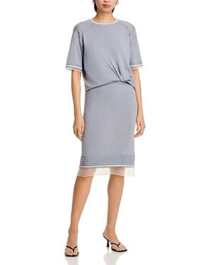 3.1 Phillip Lim Short-Sleeve Draped Wool Organza Dress - Gray