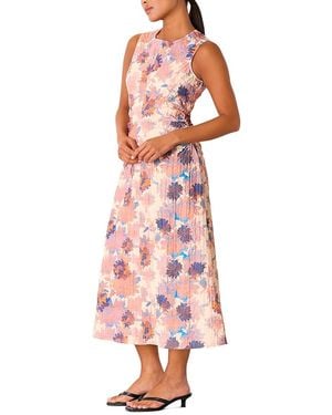 Whistles Petite Floral Textured Midi Dress - Pink