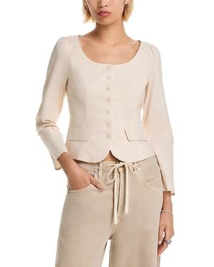 French Connection Inga Poplin Button Up Top - Natural