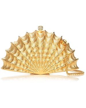 Aqua Golden Shell Clutch - Metallic