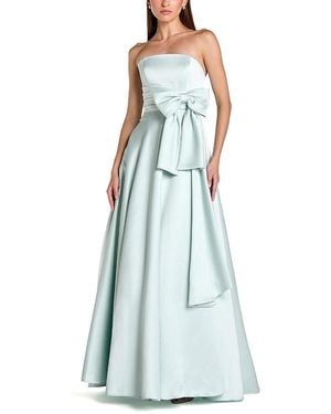 Mac Duggal Strapless Satin Ballgown With Bow Detail - Blue