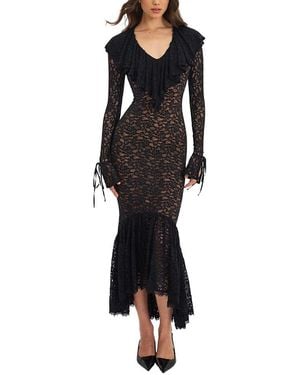 Miss Circle Parisa Lace Ruffled Mermaid Maxi Dress - Black