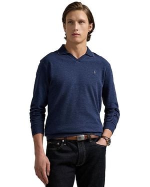 Polo Ralph Lauren Textured Jersey Polo Shirt - Blue