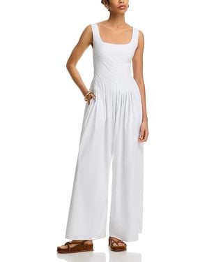 Line & Dot Abbott Poplin Pleated Jumpsuit - White