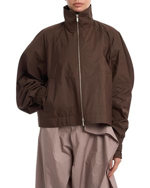 Issey Miyake Pleats Please Akimbo Mock Neck Jacket - Brown