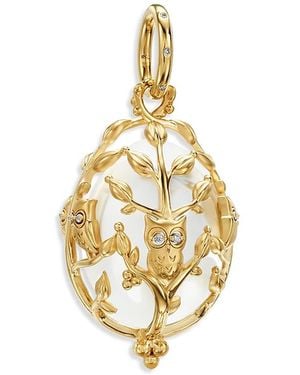 Temple St. Clair 18K Fj Crystal & Diamond Medium Owlet Amulet Pendant - Metallic