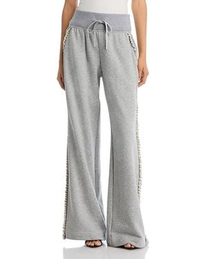Cinq À Sept Ruffled Rhinestone Trim Pants - Gray