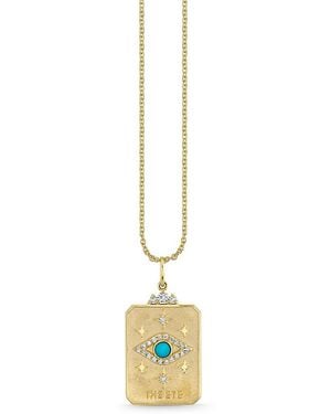 Sydney Evan 14K Diamond & Eye Tarot Card Pendant Necklace, 16 - Metallic