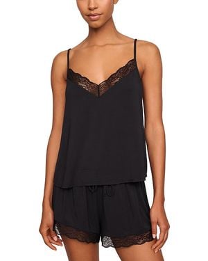 Eberjey Kari Lace Trim Cami & Shorts Pajama Set - Black