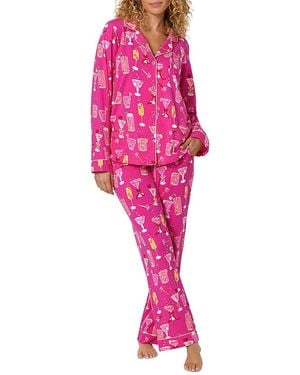 Bedhead Printed Cotton Blend Pajama Set - Pink