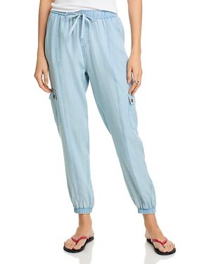 Aqua Chambray Sweatpants - Blue