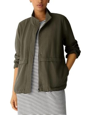 Eileen Fisher Mock Neck Zippered Jacket - Green