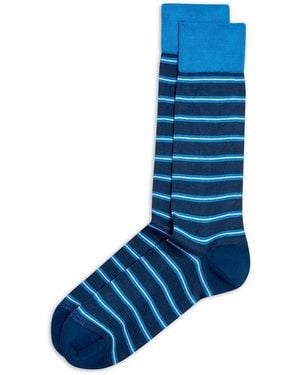 Marcoliani Simple Stripe Crew Socks - Blue