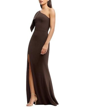 Dress the Population Georgina One Shoulder Bow Ruffle Gown - Brown