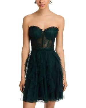 Aqua Strapless Mesh Lace Dress - Black