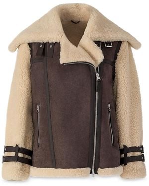 Mackage Rhoslyn Shearling Moto Jacket - Brown