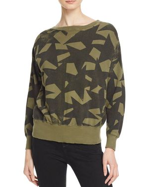 Current/Elliott The Collegiate Star-Print Cotton Sweatshirt - Green