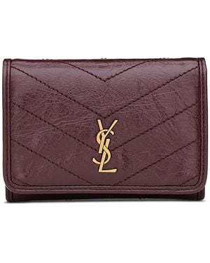 Saint Laurent Niki Slim Tri-Fold Wallet - Purple