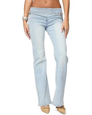 Edikted Kenza Belted Low Rise Flared Jean - Blue