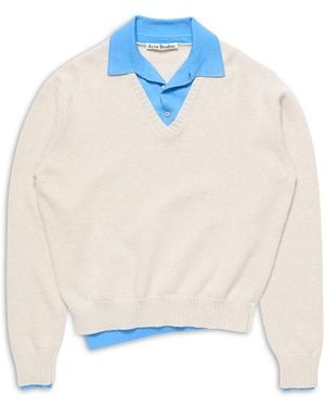Acne Studios Layered Look Wool Sweater - White