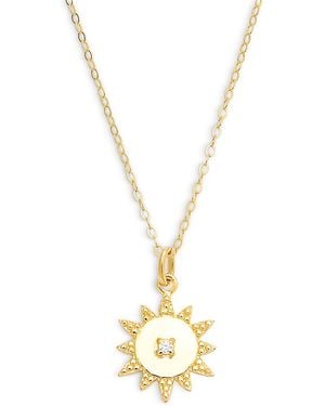 Aqua Sun Pendant Necklace, 15-17 - Metallic