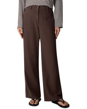 Eileen Fisher High Waisted Wide Leg Full Length Pants - Brown